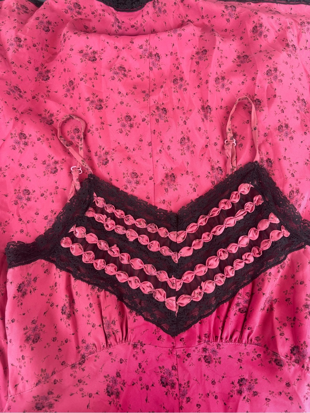 Betsey Johnson Berry Satin Lace-Trim Slip Dress - Picture 3 of 4
